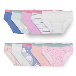 NEW Fruit of the Loom Toddler Girls Cotton Knit Hipsters 10-Pack Size 4T/5T NWT